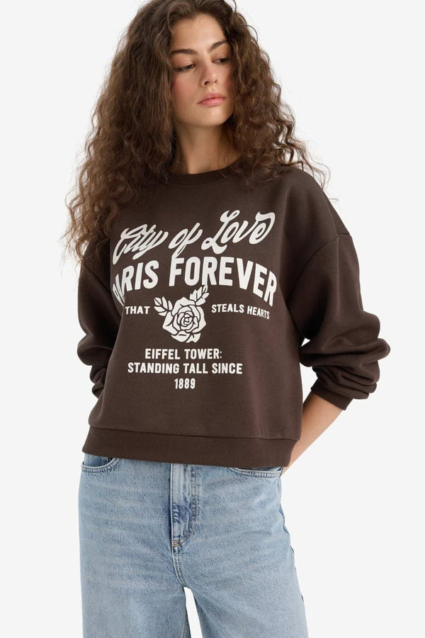 Regular Fit Crew Neck Printed Sweatshirt