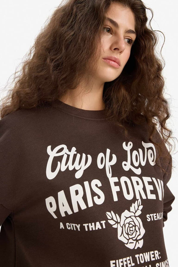 Regular Fit Crew Neck Printed Sweatshirt