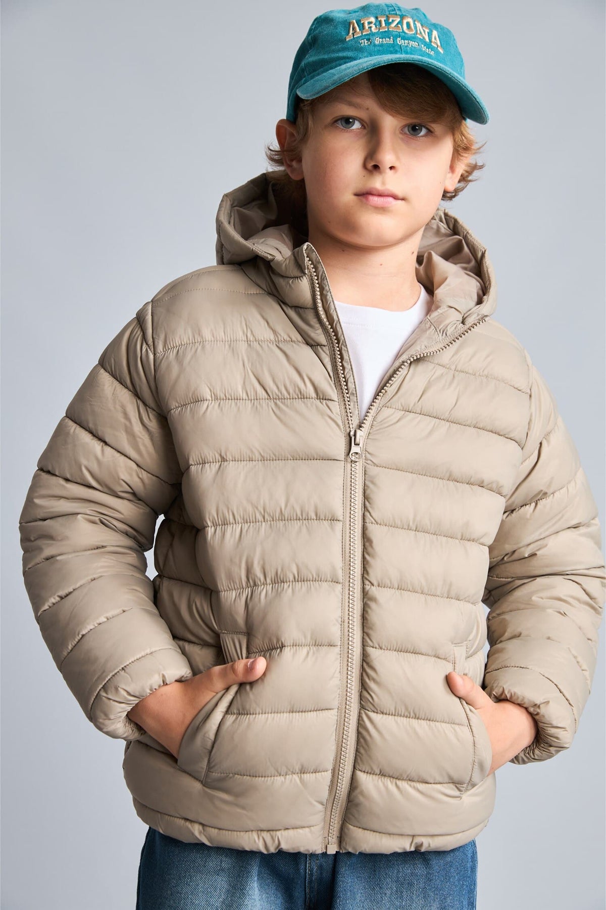 Boys Waterproof Hooded Zippered Puffer Jacket Main image