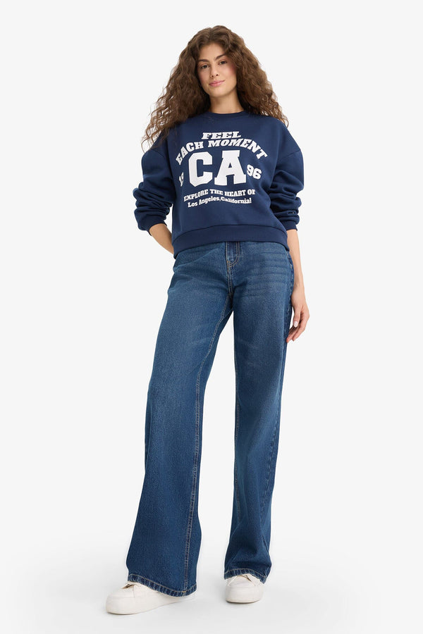 Regular Fit Crew Neck Printed Sweatshirt
