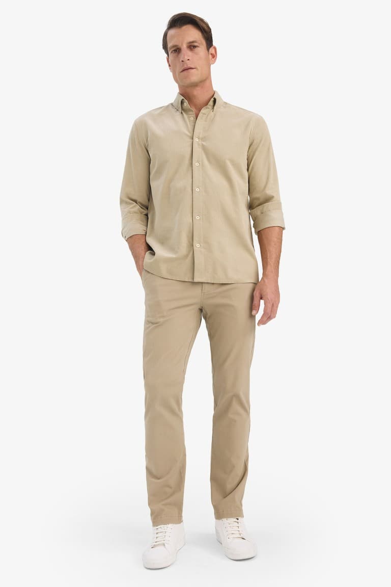 Regular Fit Polo Collar Corduroy Long-Sleeve Shirt Secondary image