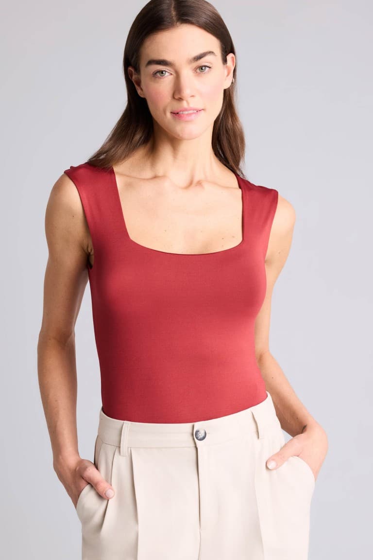 Slim Fit Square Neck Basic Snap Body