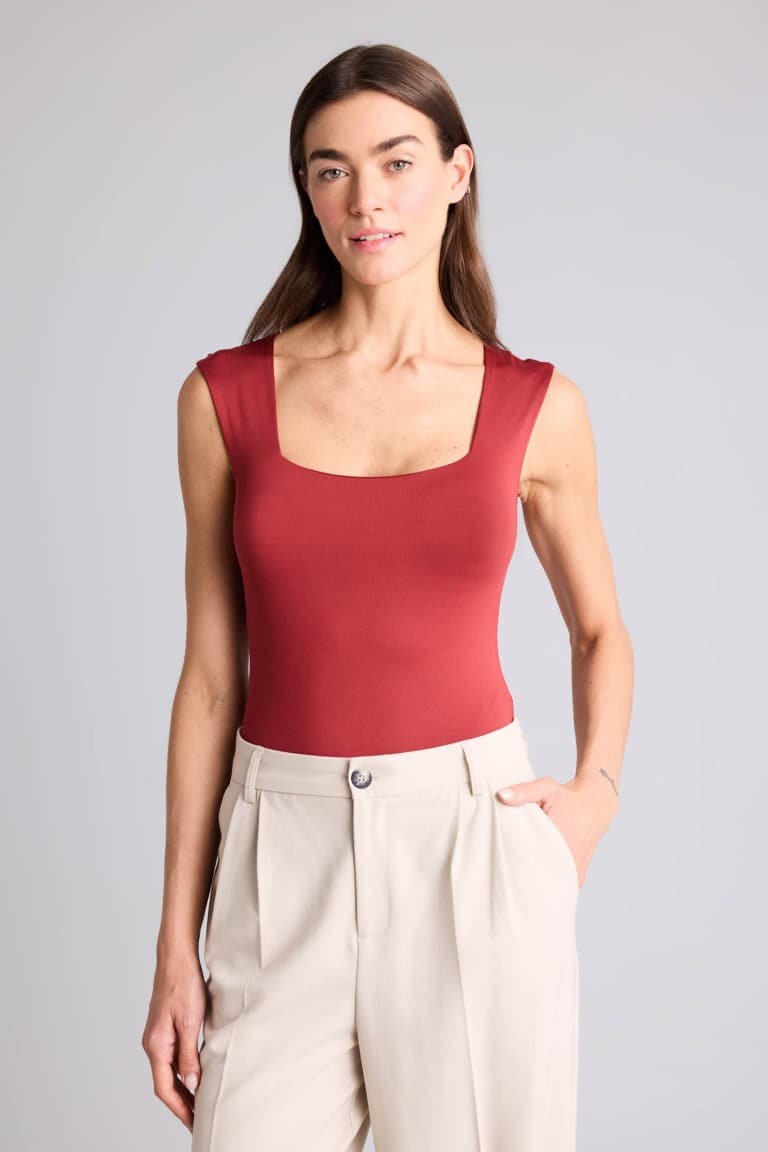 Slim Fit Square Neck Basic Snap Body