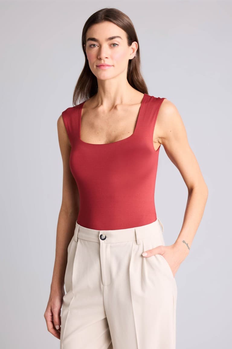 Slim Fit Square Neck Basic Snap Body