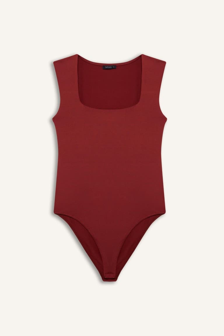 Slim Fit Square Neck Basic Snap Body
