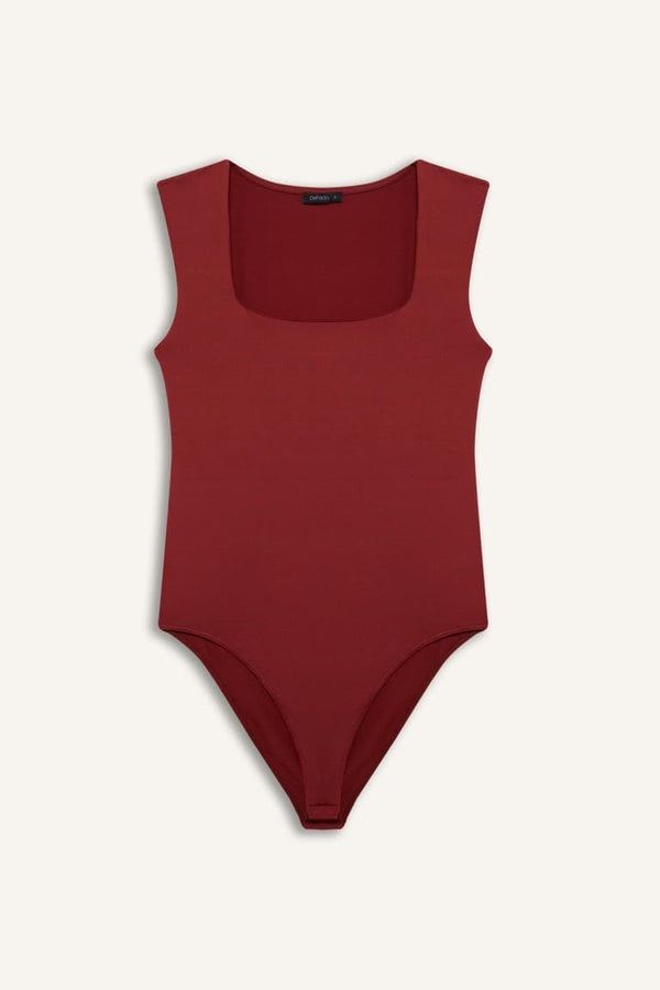 Slim Fit Square Neck Basic Snap Body