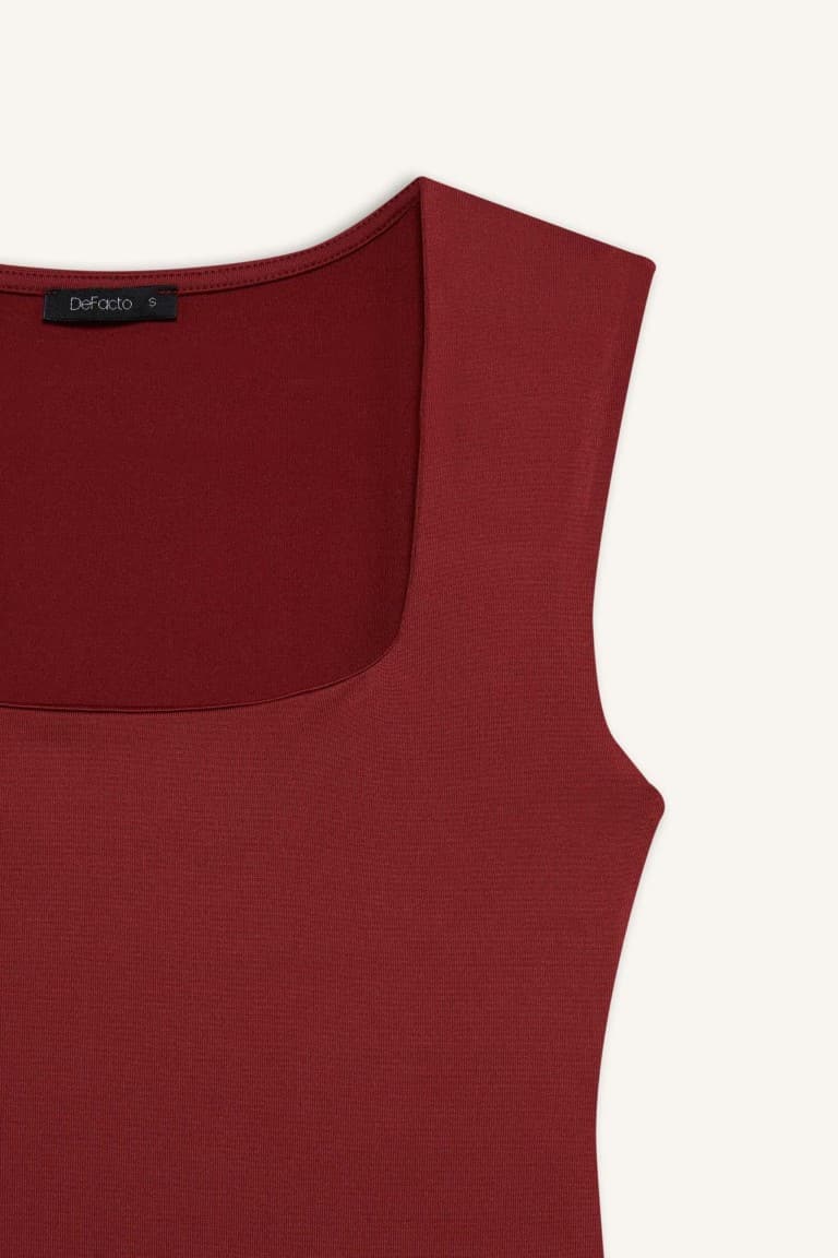 Slim Fit Square Neck Basic Snap Body