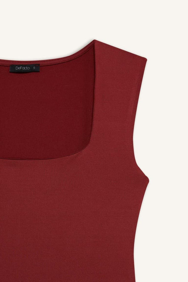 Slim Fit Square Neck Basic Snap Body