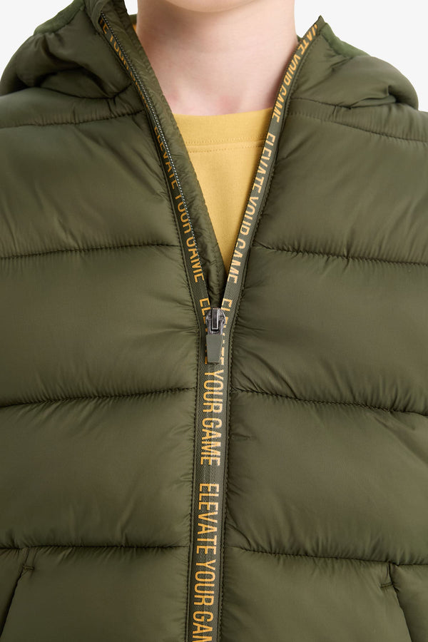 Boys' Water Repellent Hooded Zip-Up Puffy Jacket