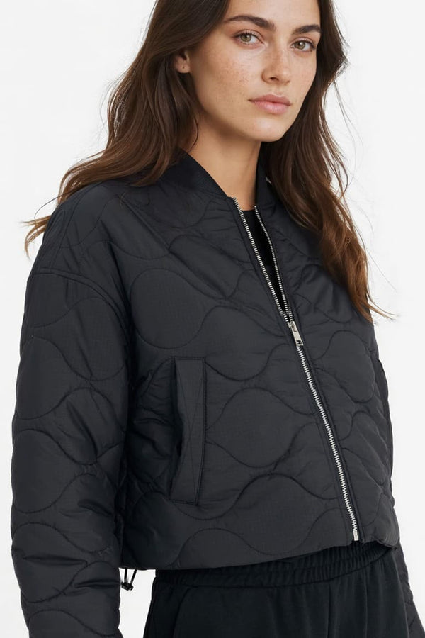 Water Repellent Regular Fit College Collar Zipper Bomber Coat