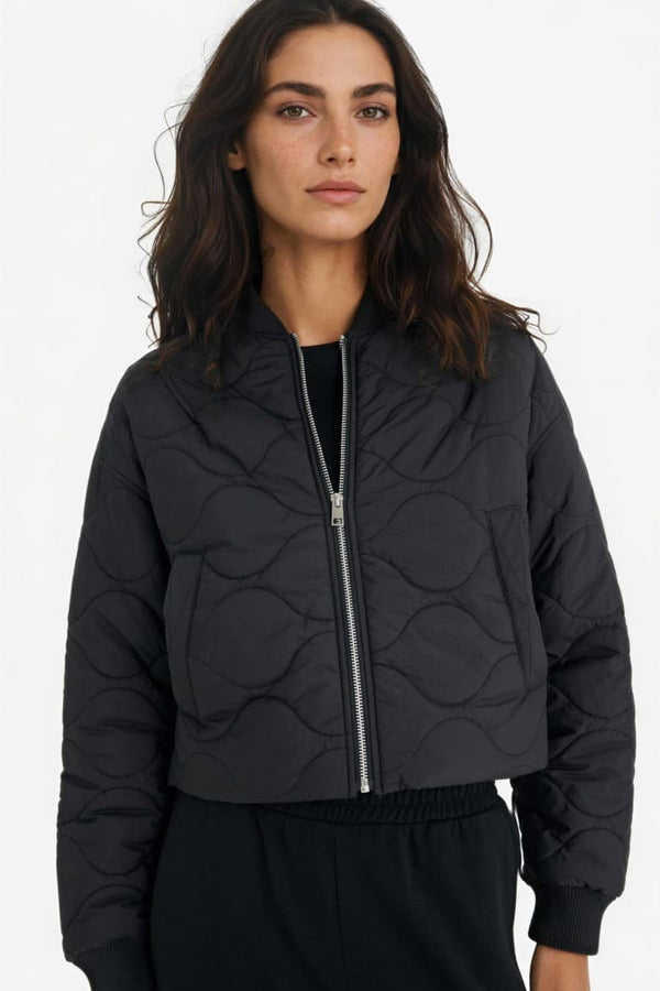 Water Repellent Regular Fit College Collar Zipper Bomber Coat