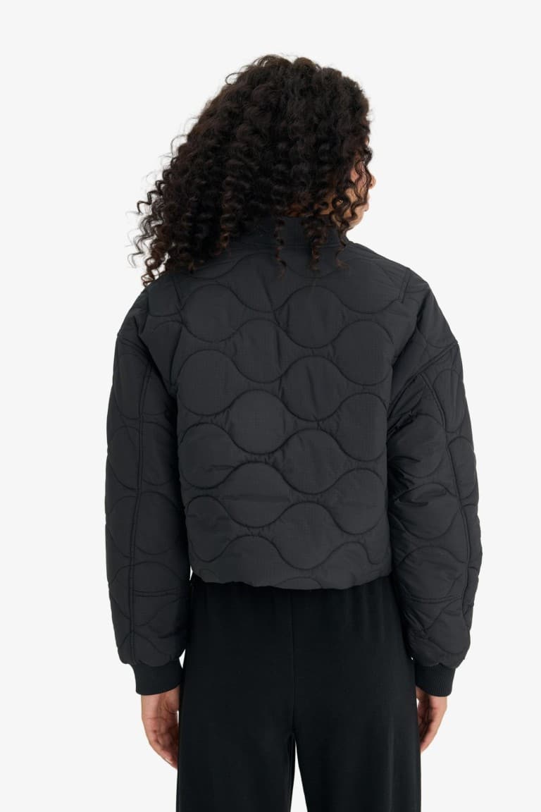 Water Repellent Regular Fit College Collar Zipper Bomber Coat