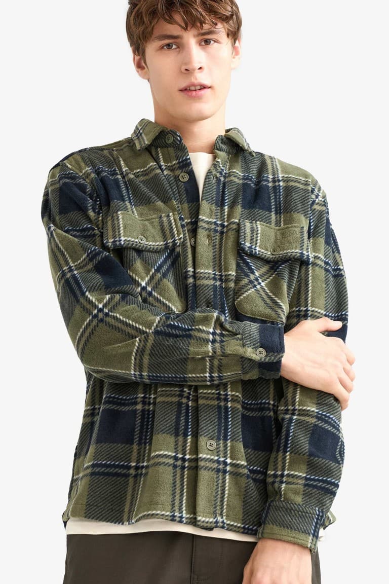 Regular Fit Plaid Fleece Long-Sleeve Shirt Main image