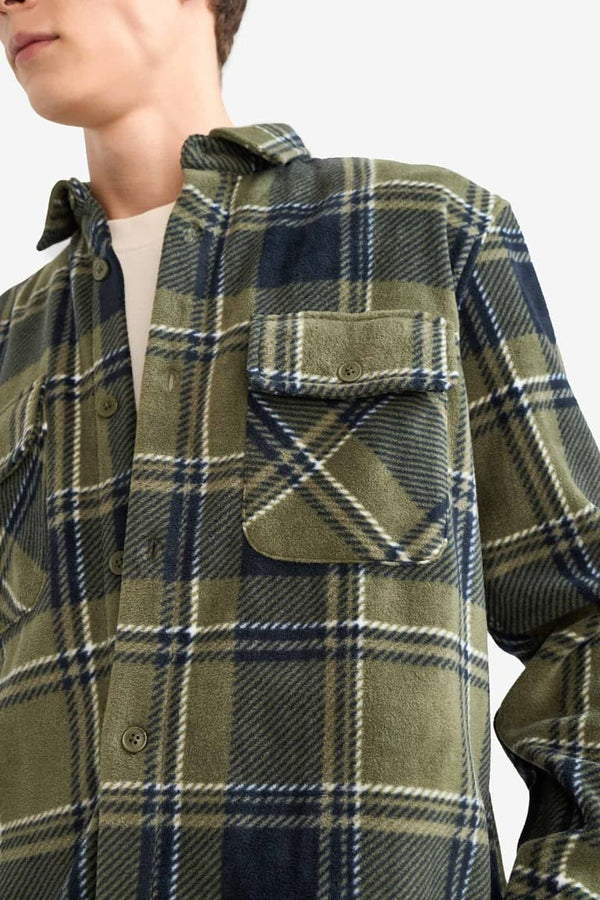 Regular Fit Plaid Fleece Long-Sleeve Shirt