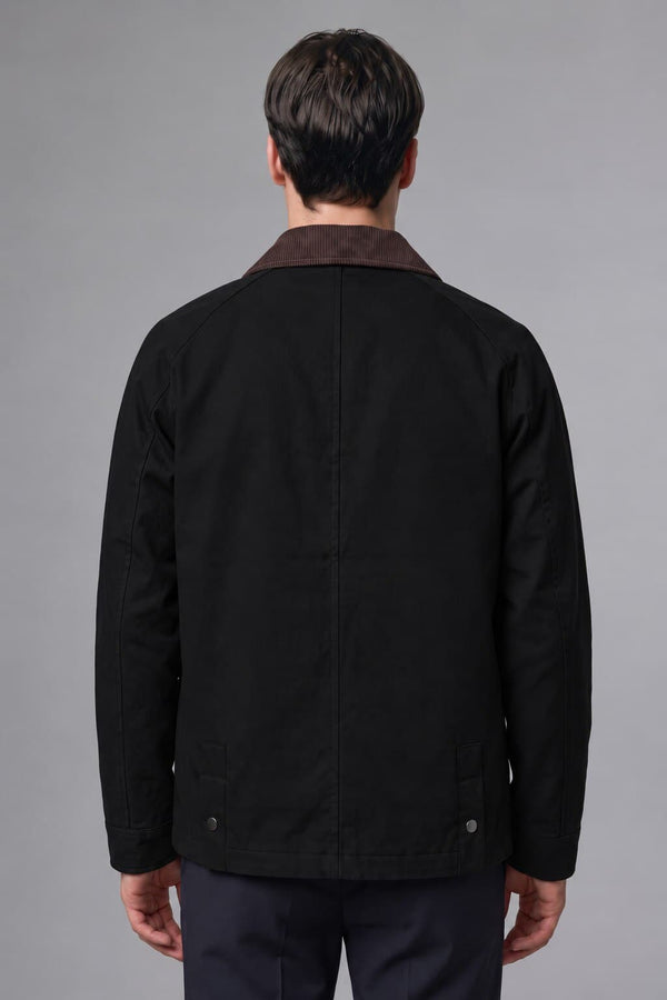Regular Fit Polo Collar Pocketed Velvet Collar Zipper Lined Coat