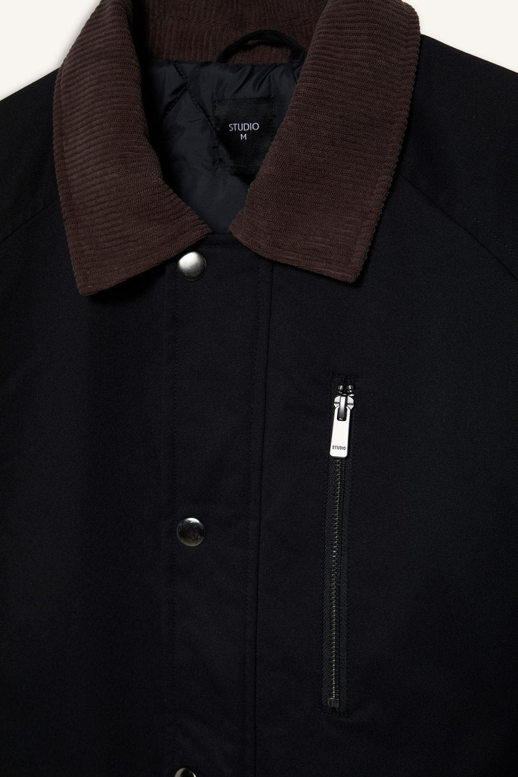 Regular Fit Polo Collar Pocketed Velvet Collar Zipper Lined Coat