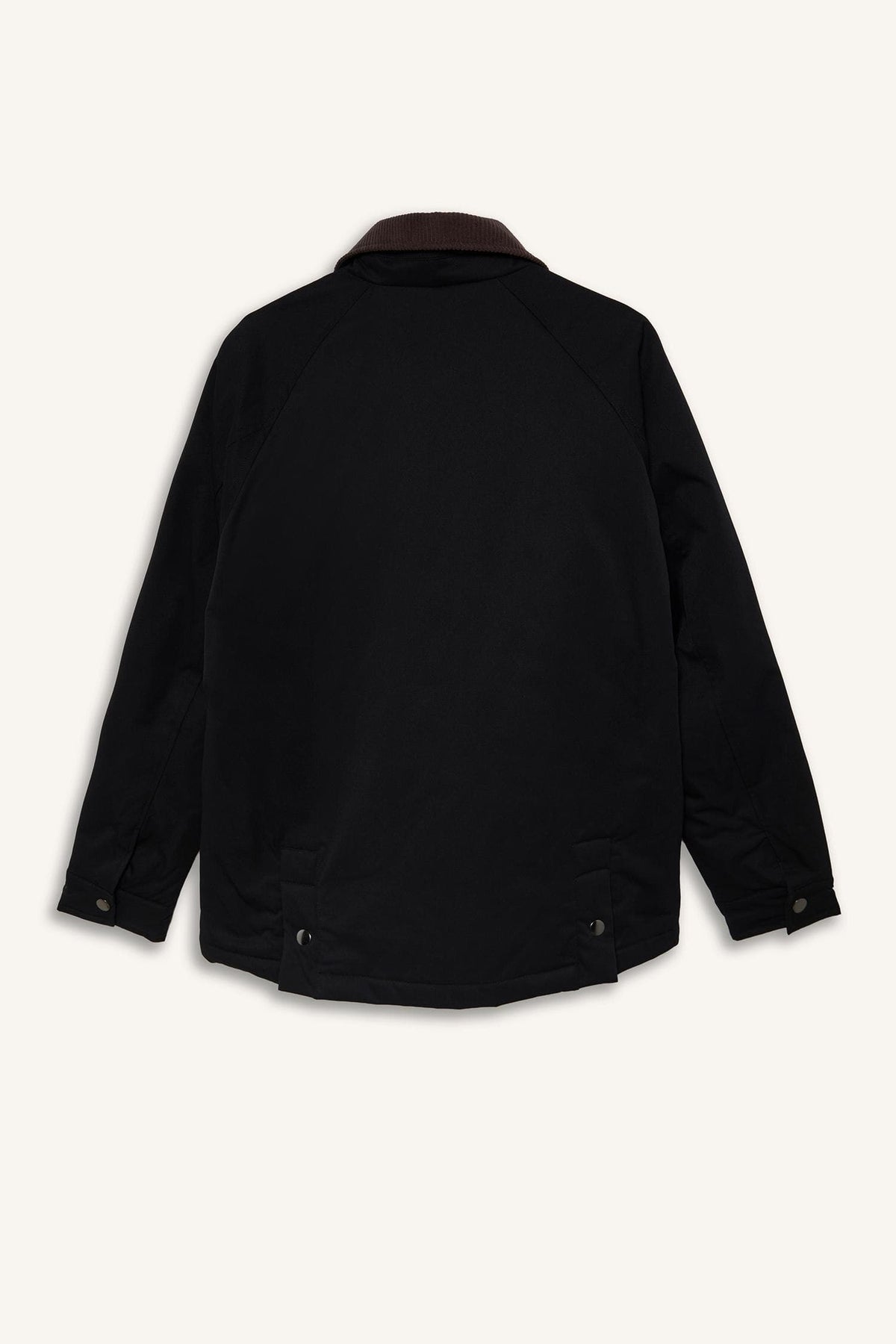 Regular Fit Polo Collar Pocketed Velvet Collar Zipper Lined Coat