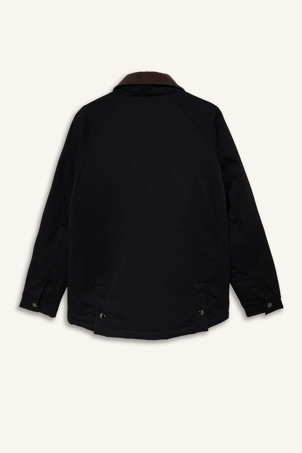 Regular Fit Polo Collar Pocketed Velvet Collar Zipper Lined Coat