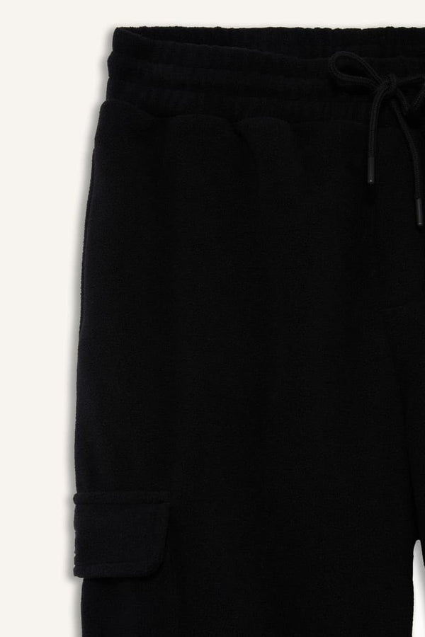 Regular Fit Fleece Sweatpants with Drawstring Waist and Cargo Pockets