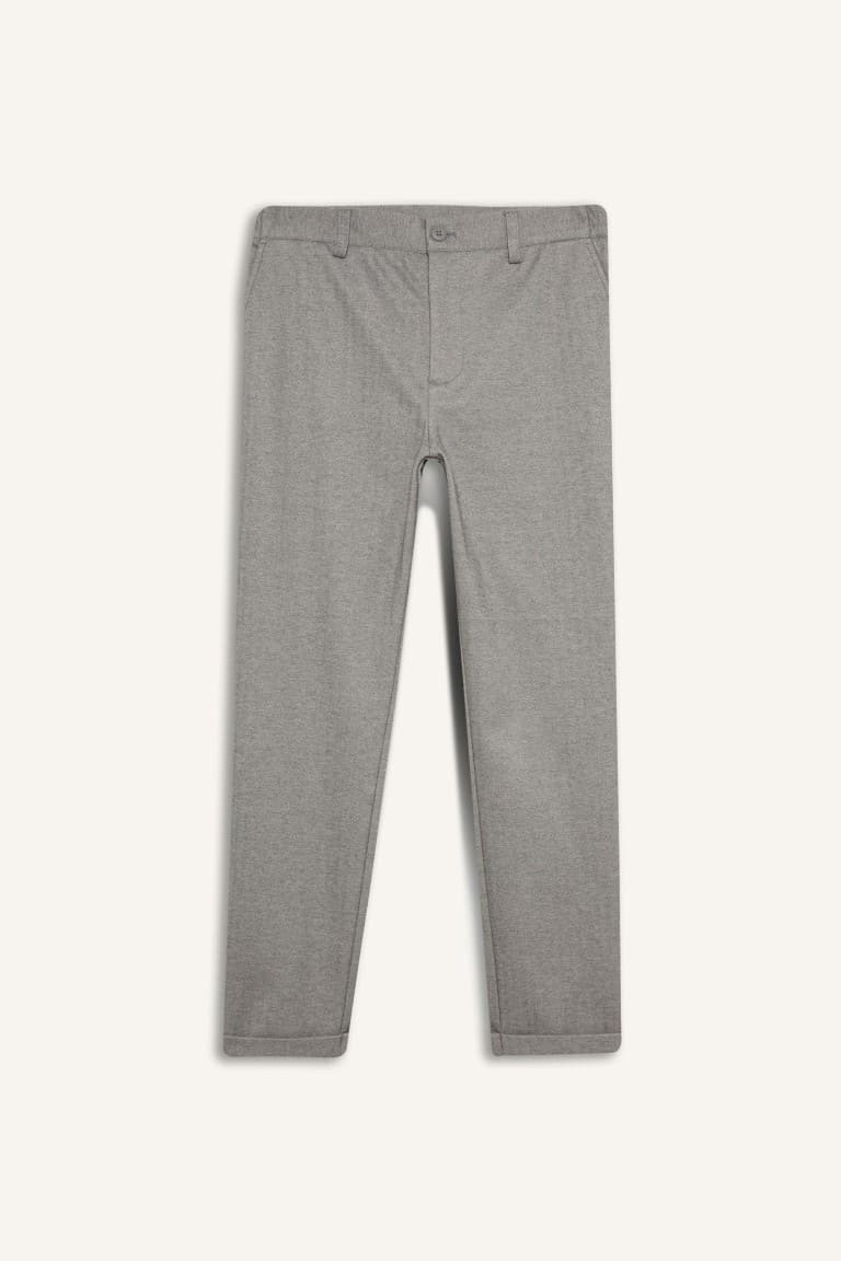 Tailored Regular Fit Straight Leg Cotton Trousers