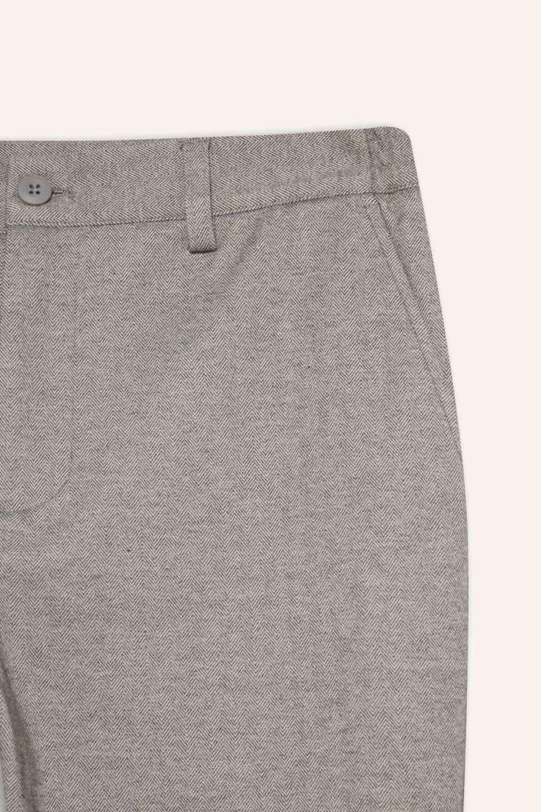 Tailored Regular Fit Straight Leg Cotton Trousers