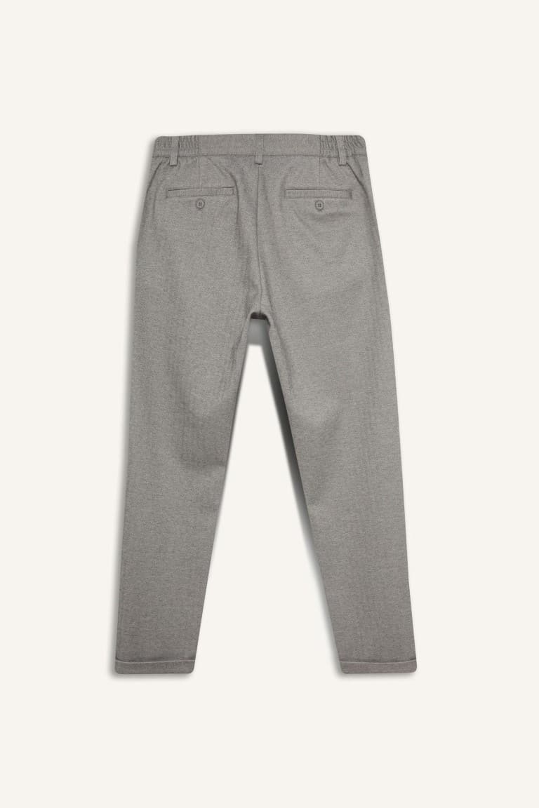 Tailored Regular Fit Straight Leg Cotton Trousers