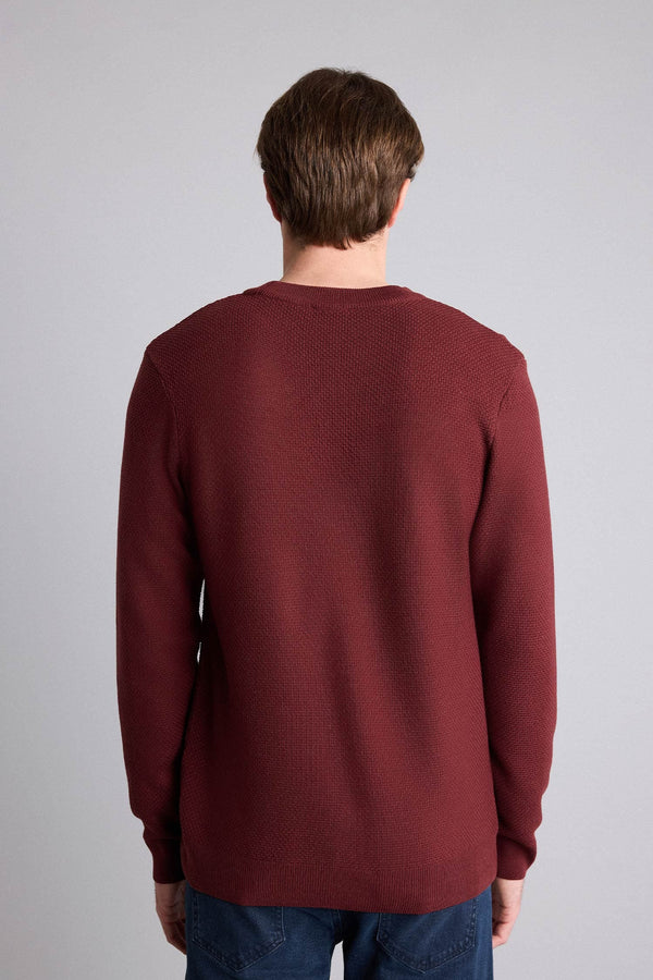 Standard Fit Crew Neck Basic Textured Knitwear Sweater