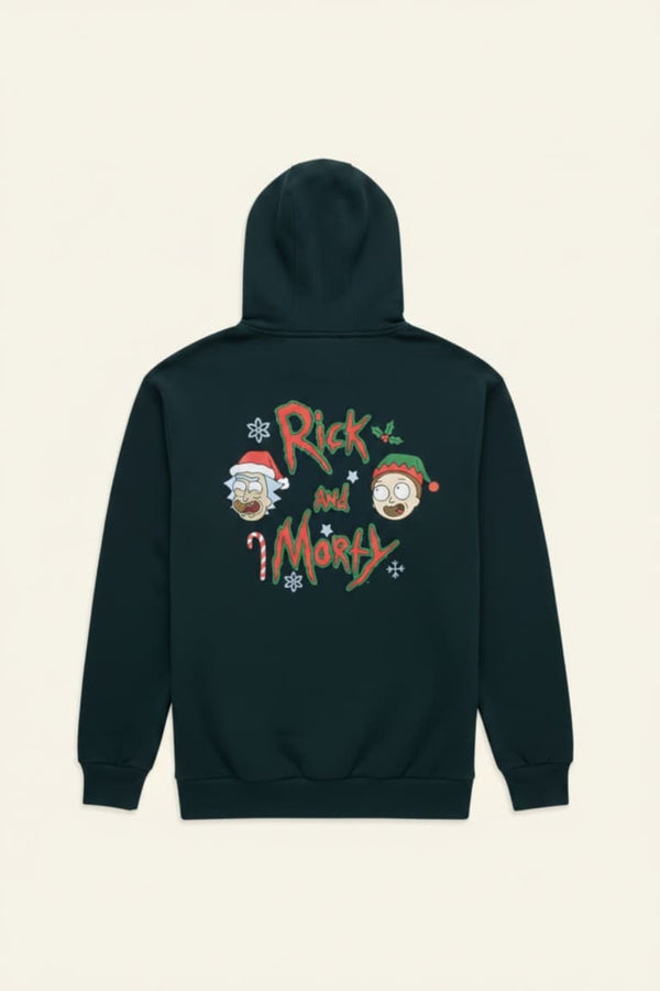 Rick and Morty Boxy Fit Hooded Sweatshirt with Back Print