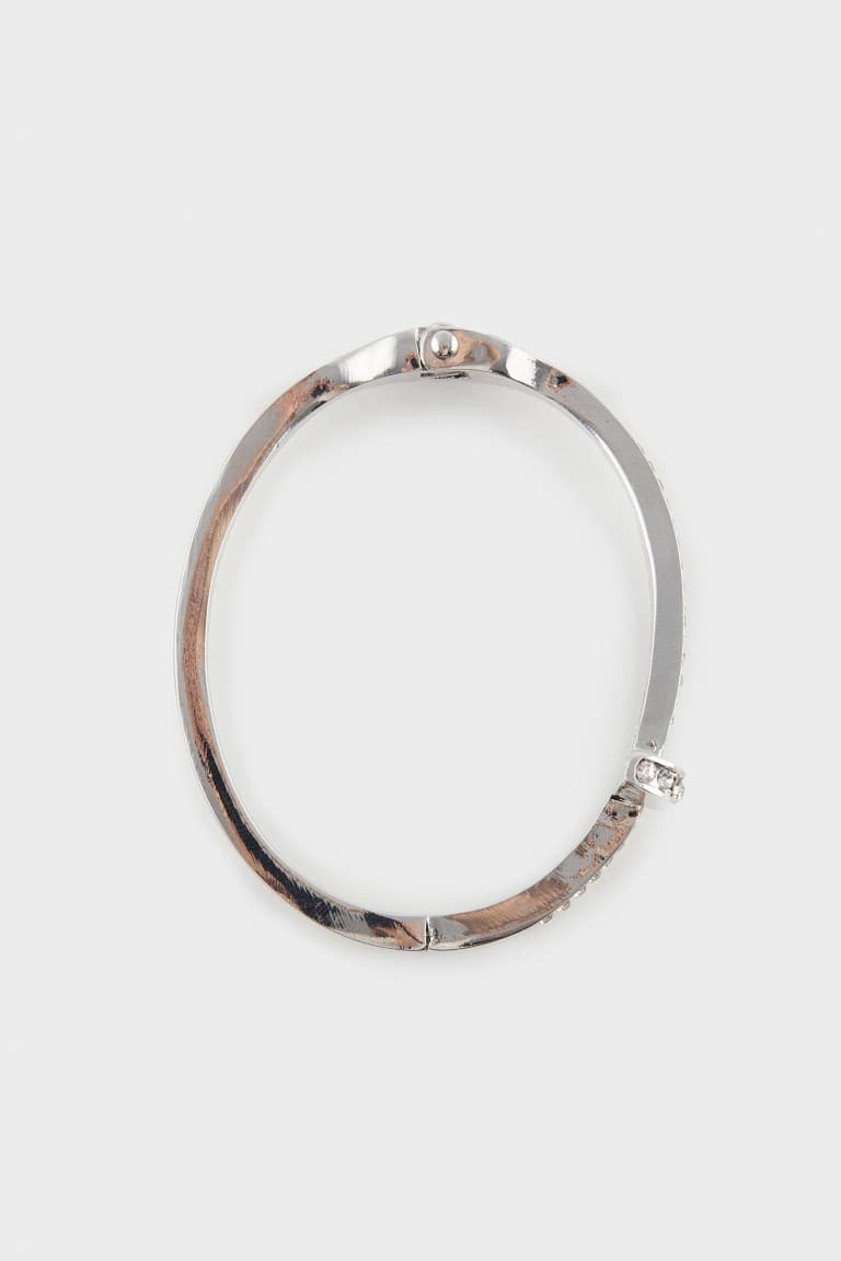 Women Silver Stone Handcuff Bracelet