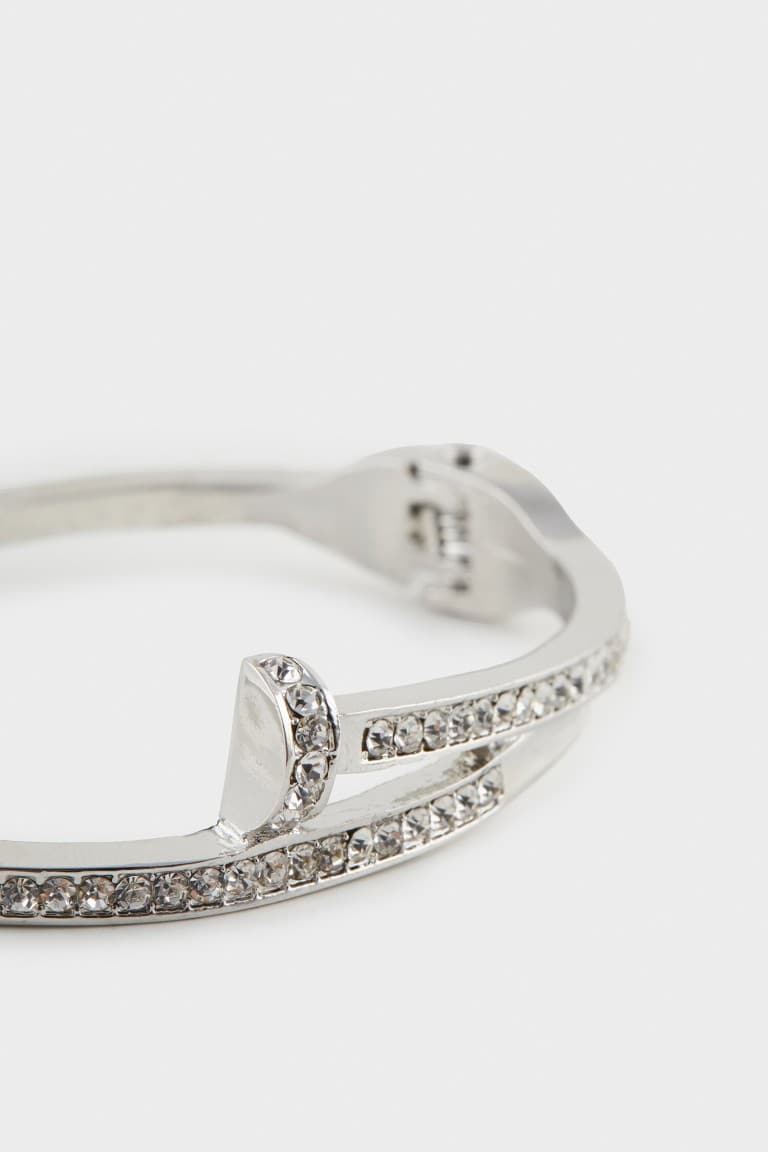 Women Silver Stone Handcuff Bracelet