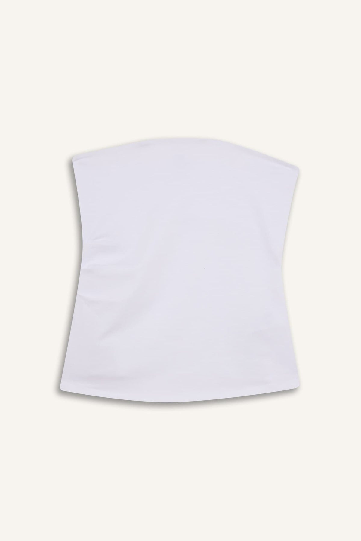 Slim Fit Slim Cut Strapless White Blouse