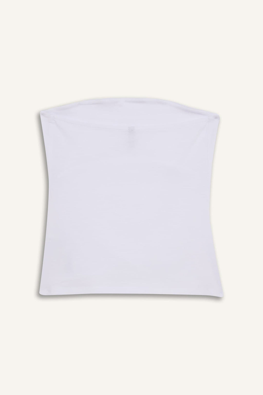 Slim Fit Slim Cut Strapless White Blouse