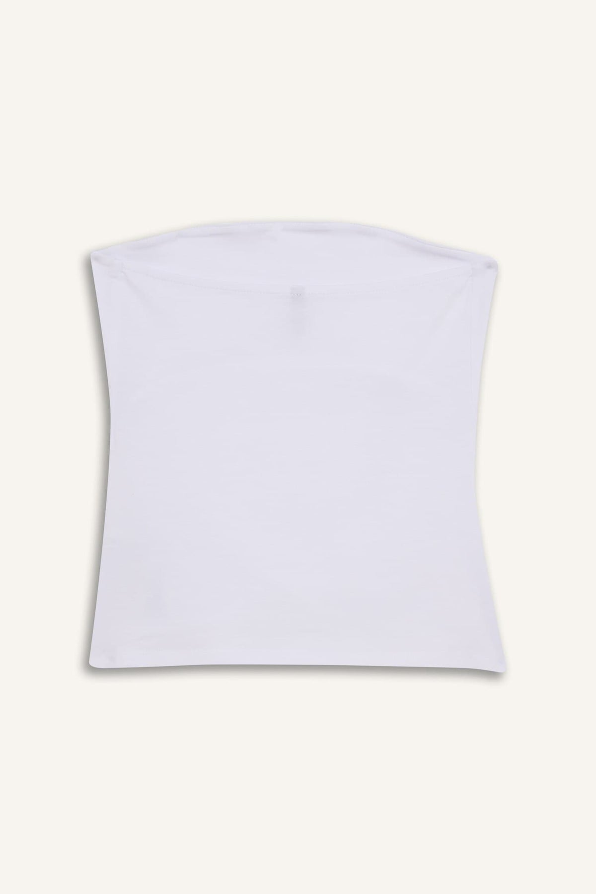 Slim Fit Slim Cut Strapless White Blouse