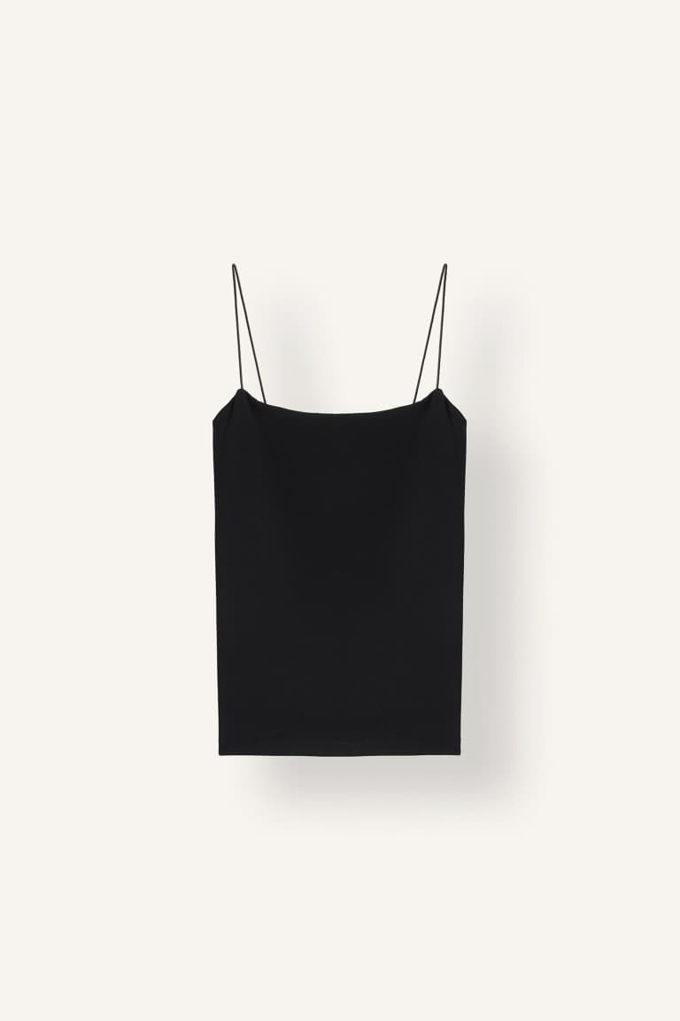 Fitted Square Neck Basic Plain Strappy Tank Top