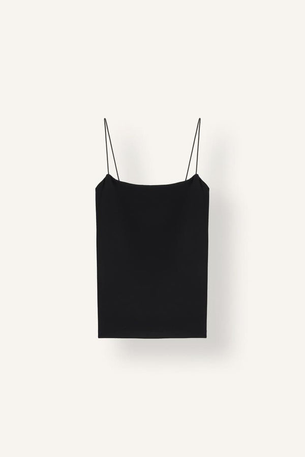 Fitted Square Neck Basic Plain Strappy Tank Top