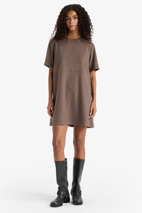 A Cut Crew Neck Ribana Dress