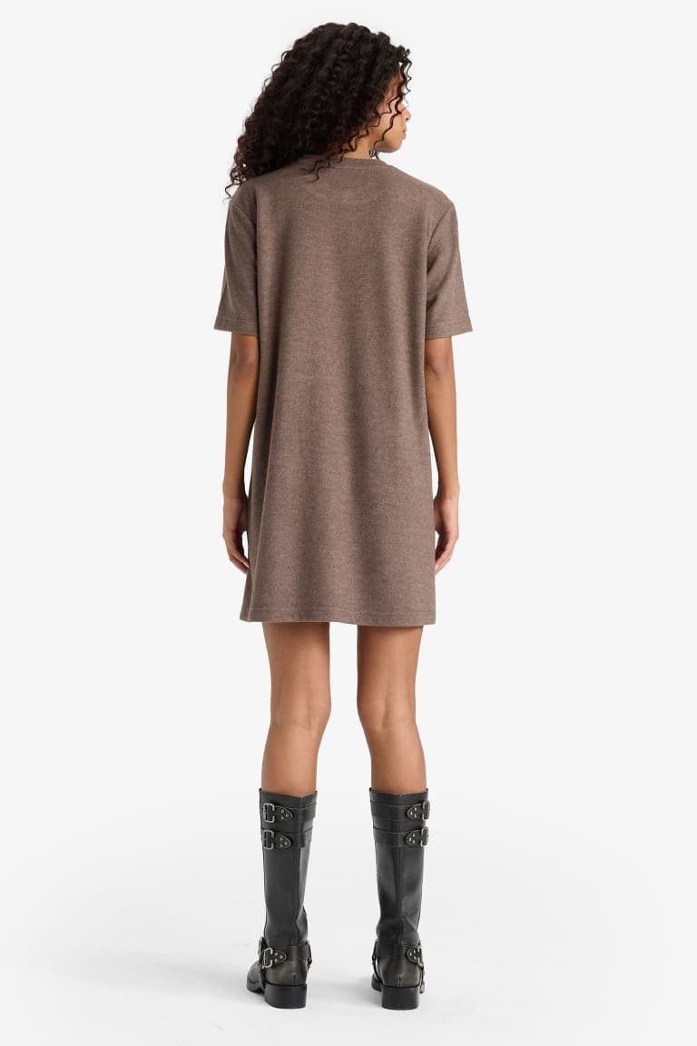 A Cut Crew Neck Ribana Dress