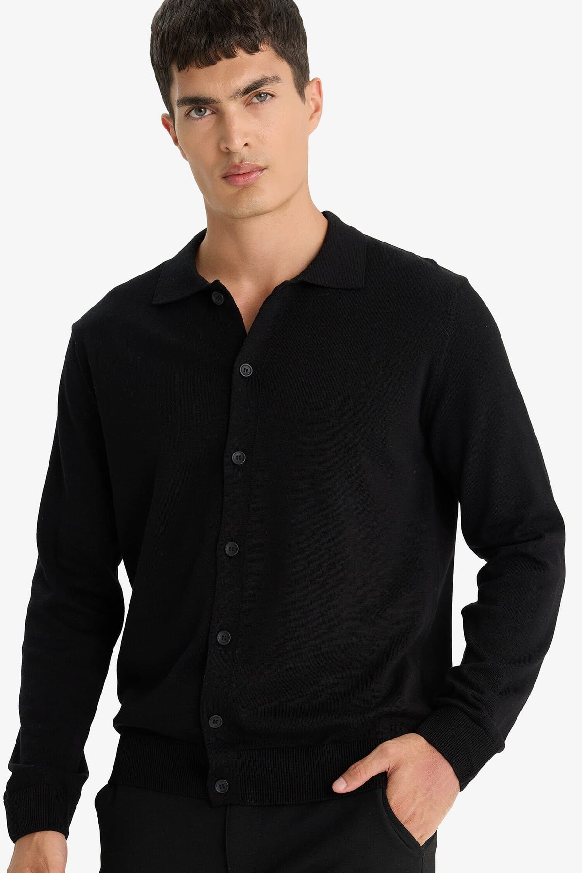 100% Cotton Standard Fit Polo Collar Knitwear Cardigan Main image