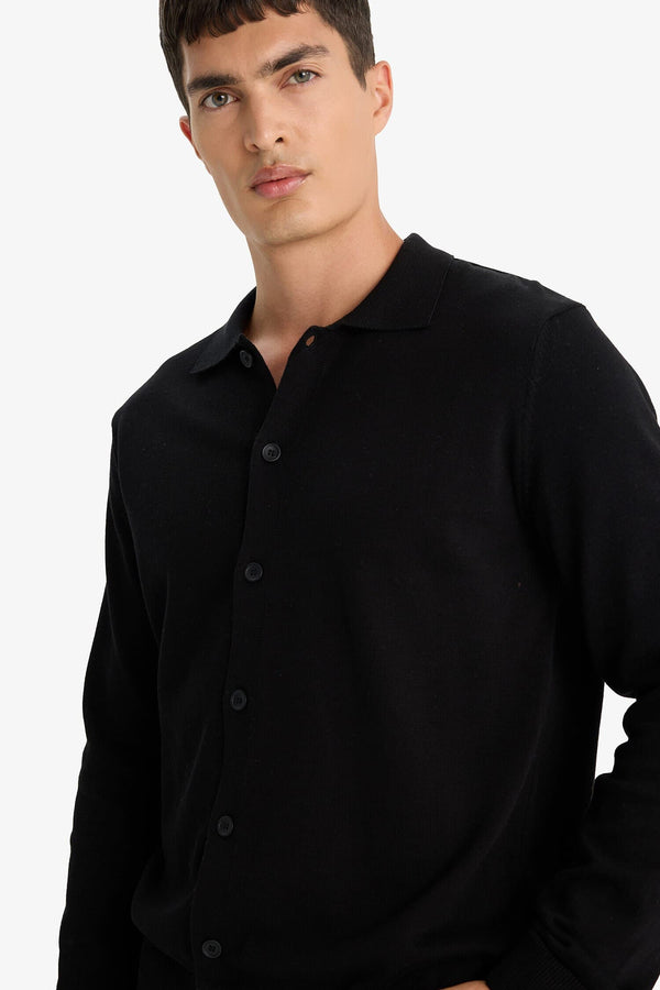 100% Cotton Standard Fit Polo Collar Knitwear Cardigan