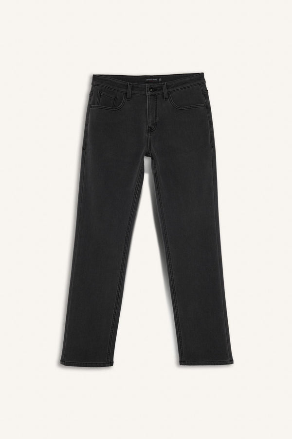 Diago Comfort Fit High Waist Wide Leg Straight Leg Thermal Fleece Jeans