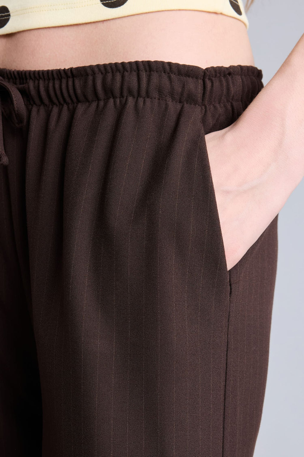 Cool Wide Leg Regular Waist Trousers with Tie Waist