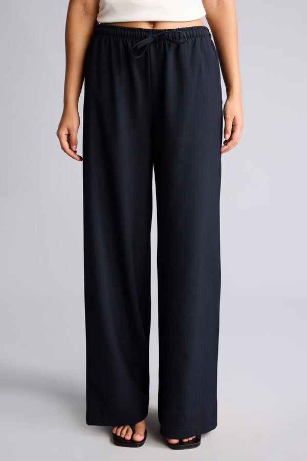 Cool Wide Leg Regular Waist Trousers with Tie Waist