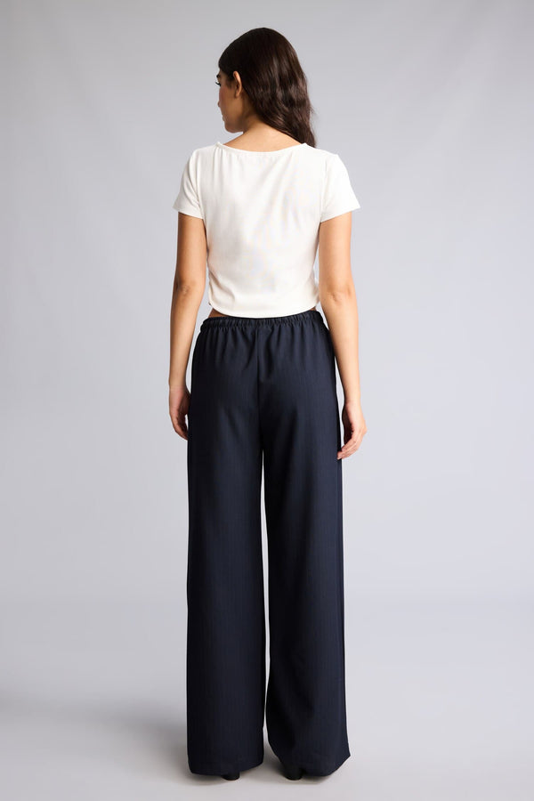 Cool Wide Leg Regular Waist Trousers with Tie Waist