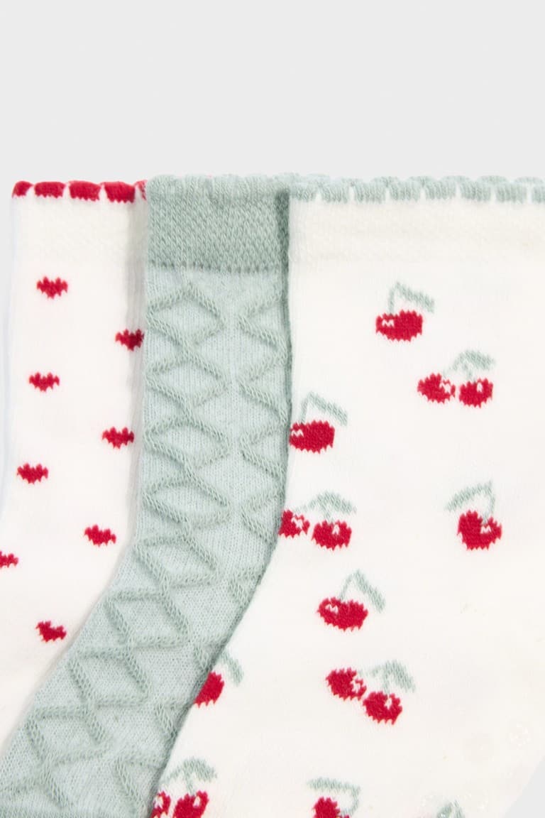 Non-Slip Sole 3 Pack Cotton Long Socks Baby Girl