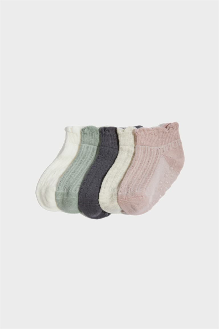 Non-Slip Sole 5 Pack Cotton Booties Socks Baby Girl