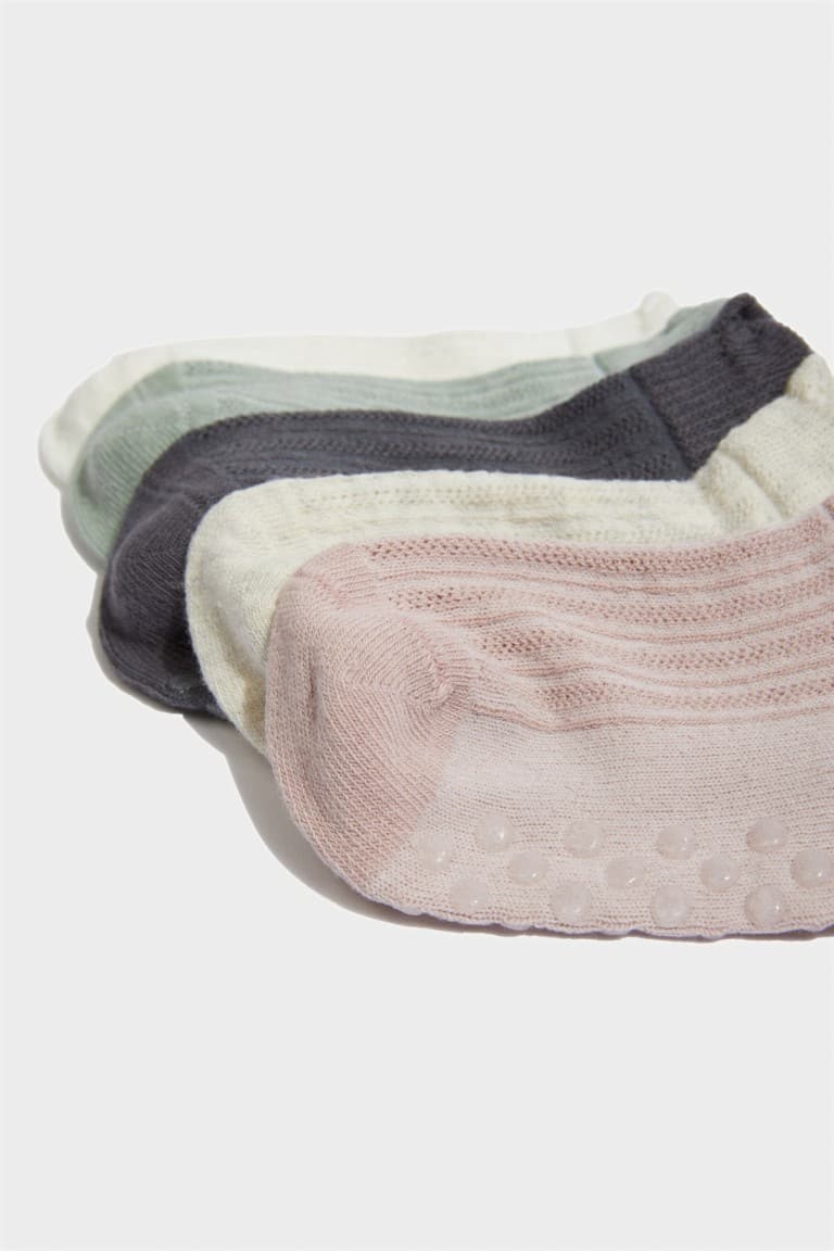Non-Slip Sole 5 Pack Cotton Booties Socks Baby Girl