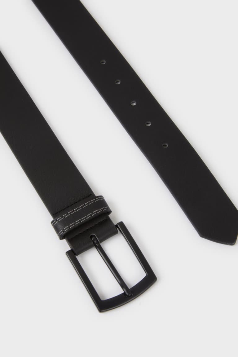 Mens Rectangle Buckle Faux Leather Daily Belt