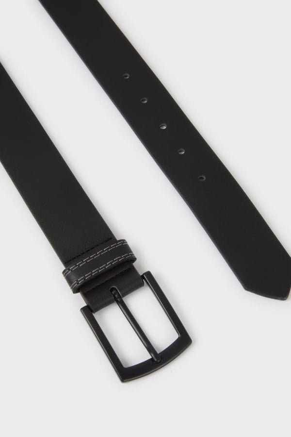 Mens Rectangle Buckle Faux Leather Daily Belt