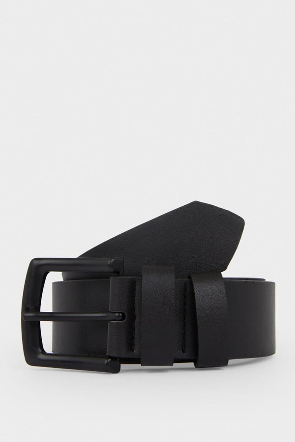 Men Rectangle Buckle Faux Leather Daily Belt