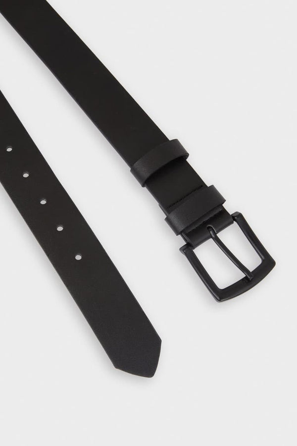 Men Rectangle Buckle Faux Leather Daily Belt